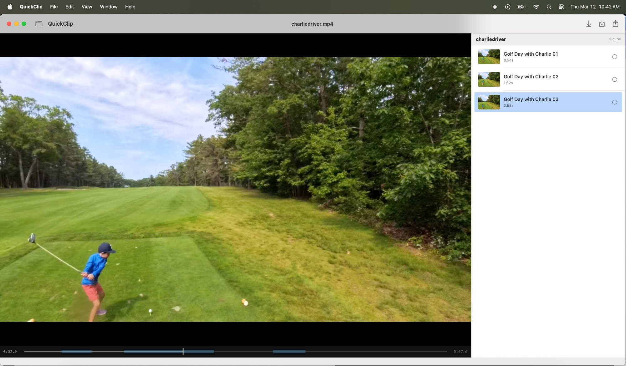 QuickClip with golf video